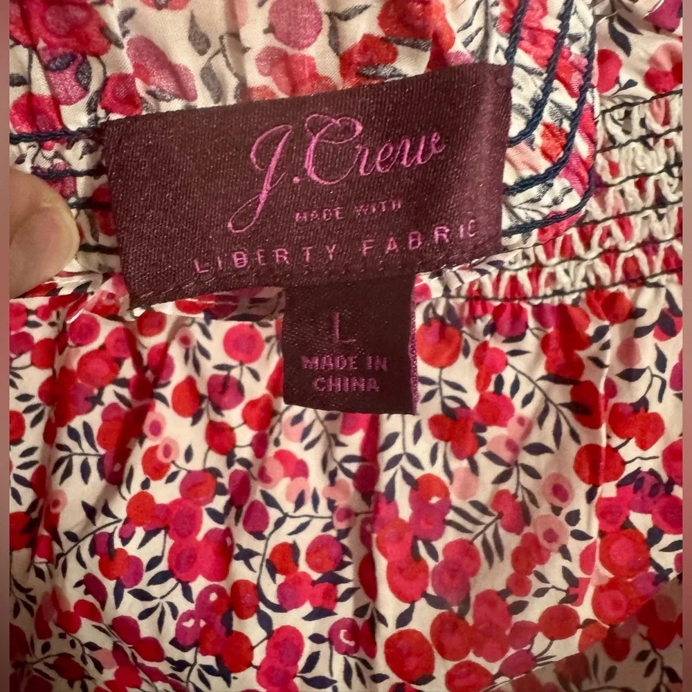 J. Crew Cotton Poplin Crop Floral Off-Shoulder‎ Blouse Liberty Wiltshire Print L